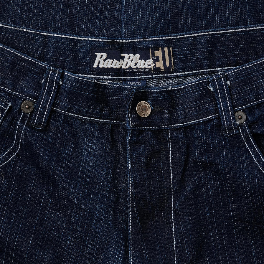 Y2K Raw Blue Baggy Jeans 36x29 