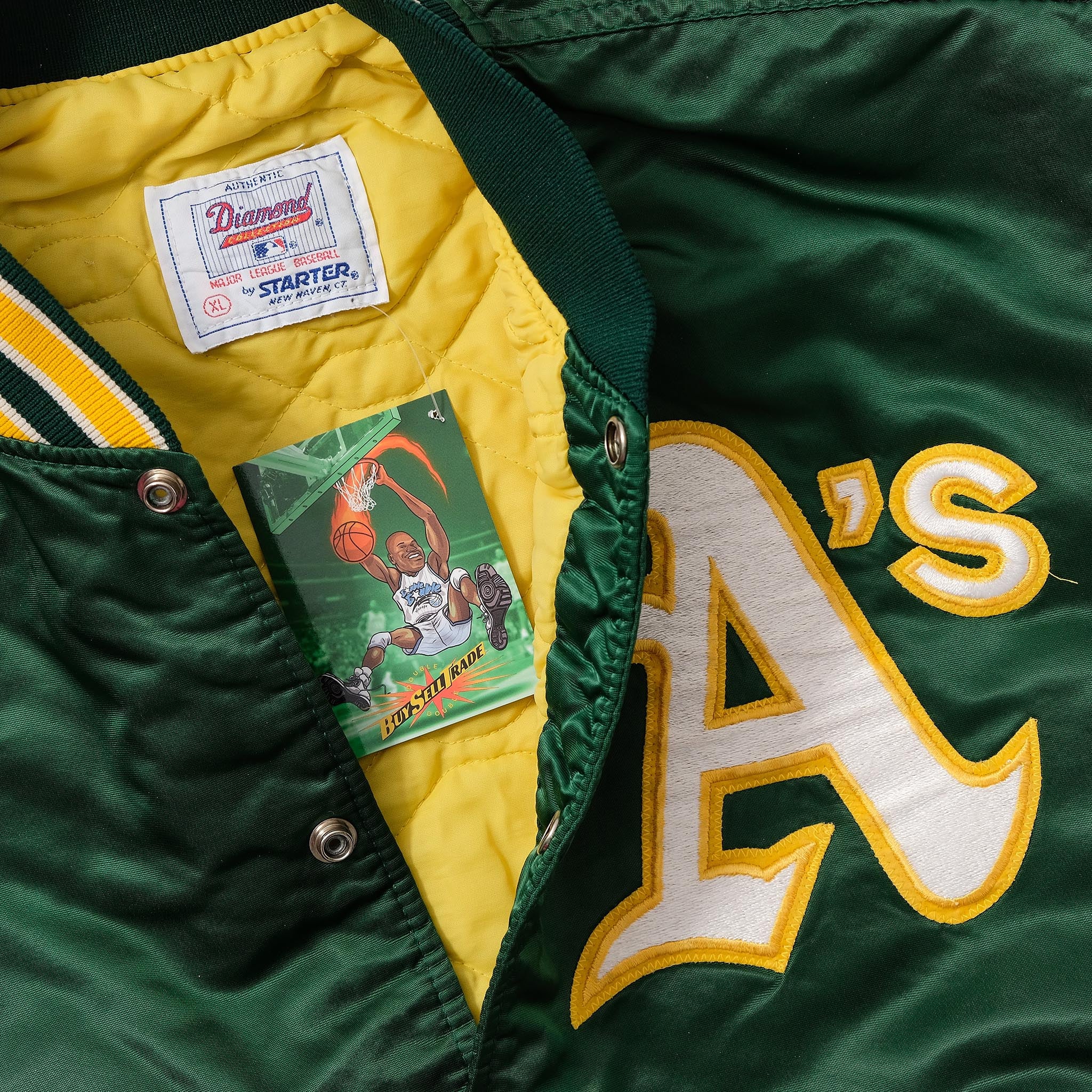 Vintage 90s Oakland Athletics A's Satin Jacket by Starter Size XL Green