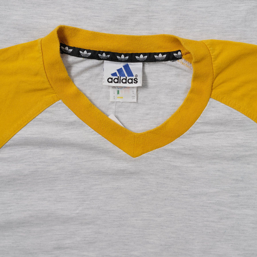 Vintage adidas V-Neck T-Shirt Large - Double Double Vintage