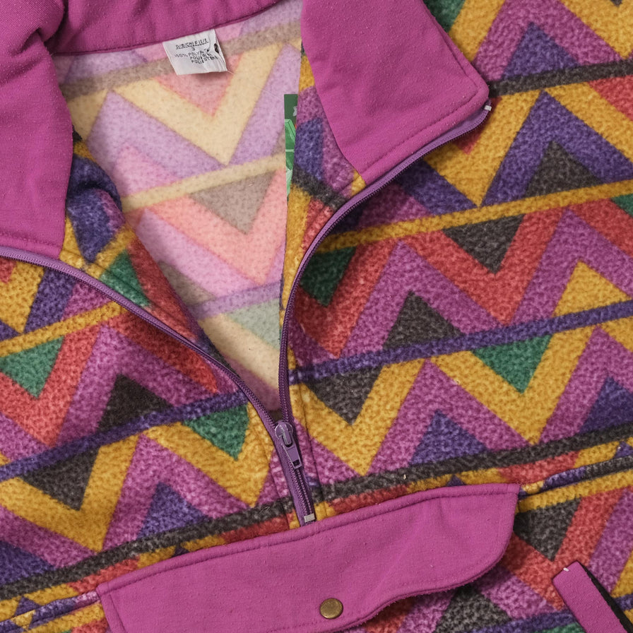 Vintage Patterned Halfzip Fleece Medium 