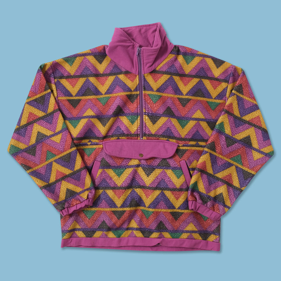 Vintage Patterned Halfzip Fleece Medium 