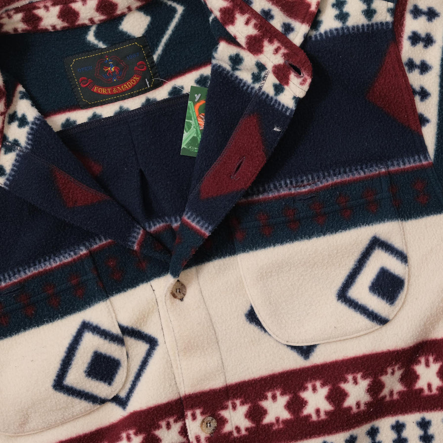 Vintage Patterned Fleece Shirt XLarge 