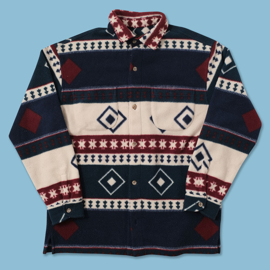 Vintage Patterned Fleece Shirt XLarge 