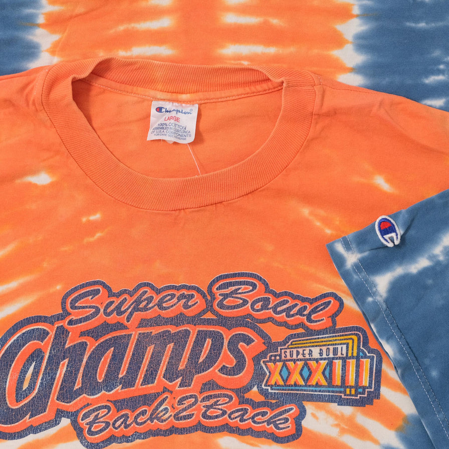 1999 Champion Denver Broncos Tie Dye T-Shirt Large 