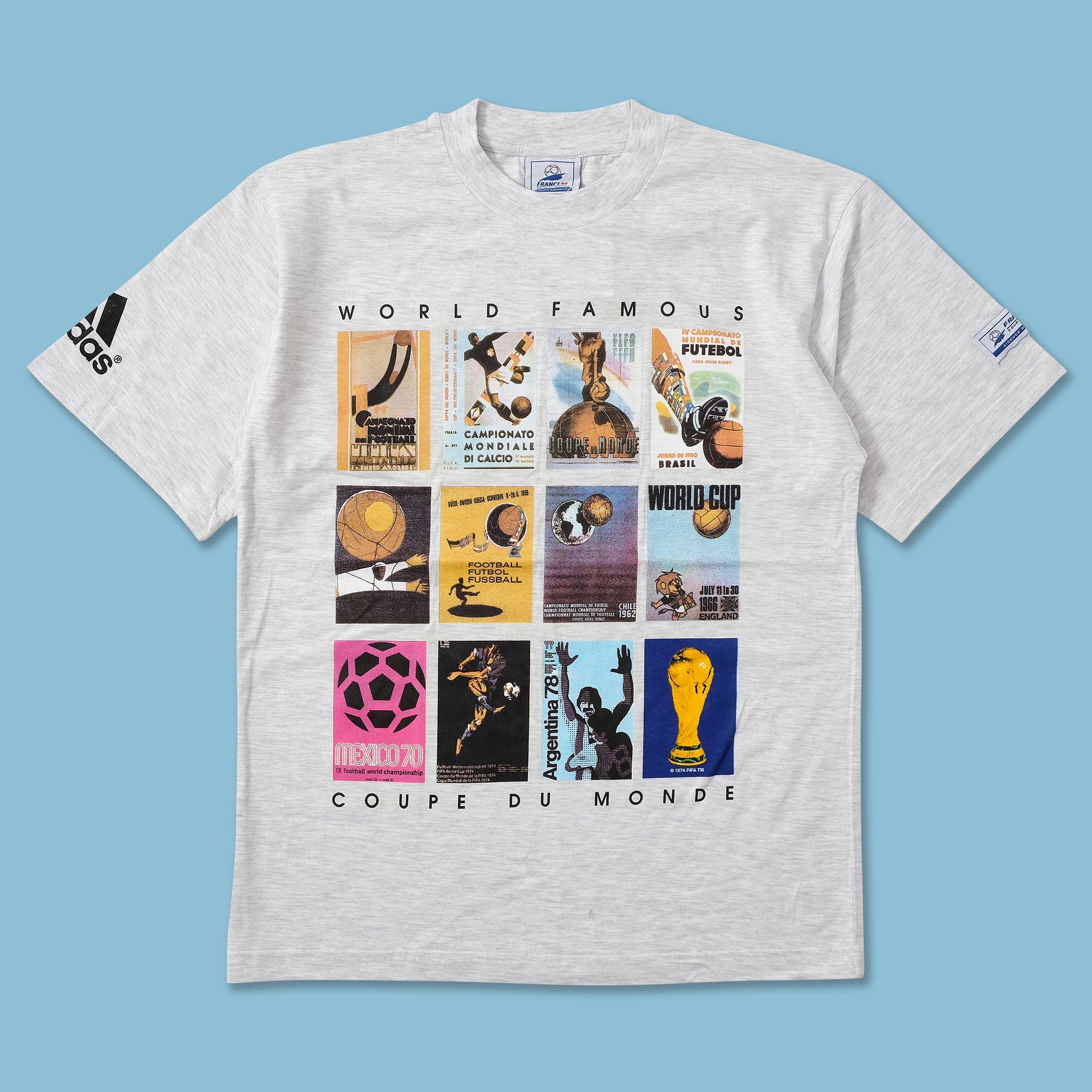 '98フランスWC adidas大会公認Tシャツ(希少デザイン) 1998 DS adidas World Cup T-Shirt | Double Double Vintage