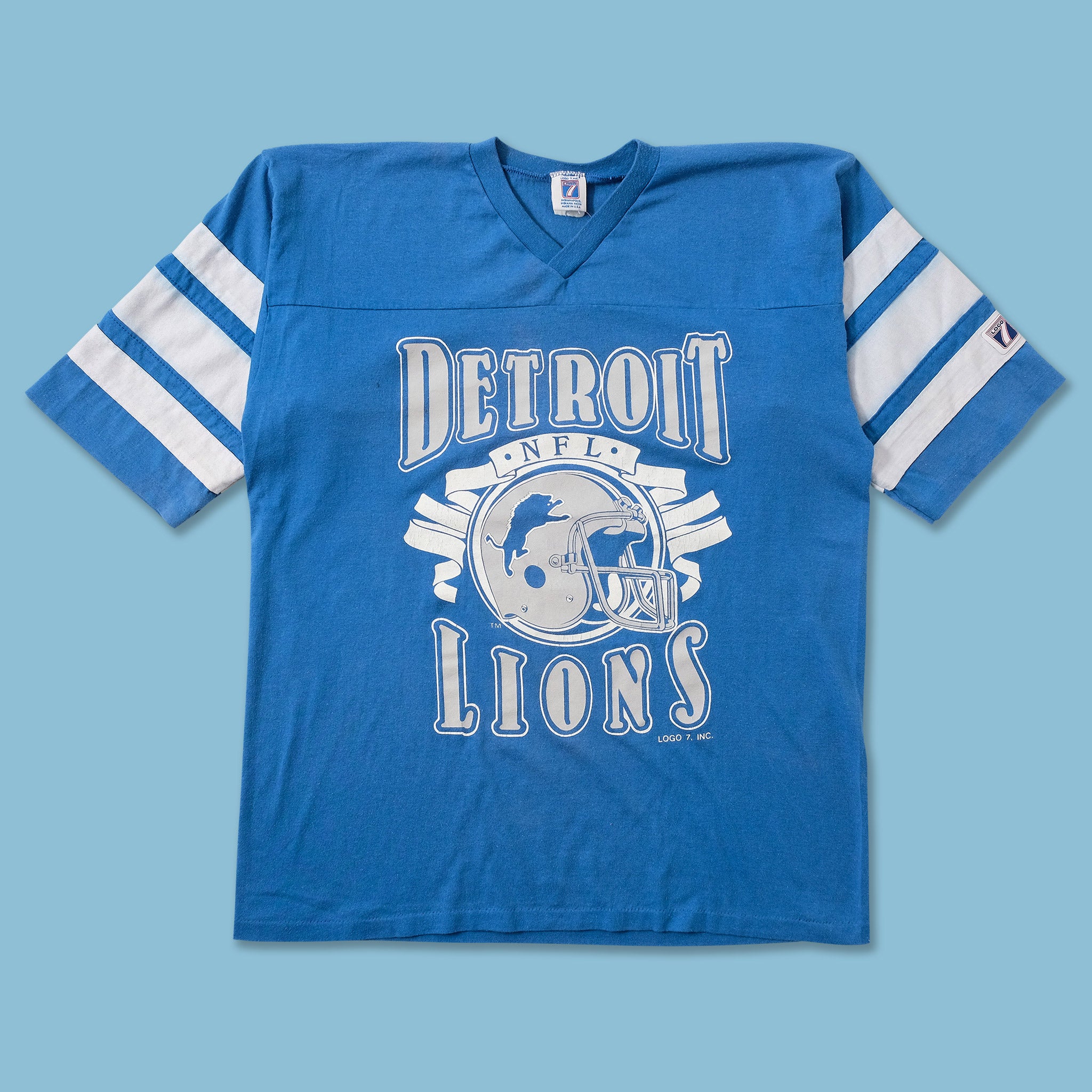 Vintage Logo-7 Layered-Look Detroit Lions Tee Large 14-16