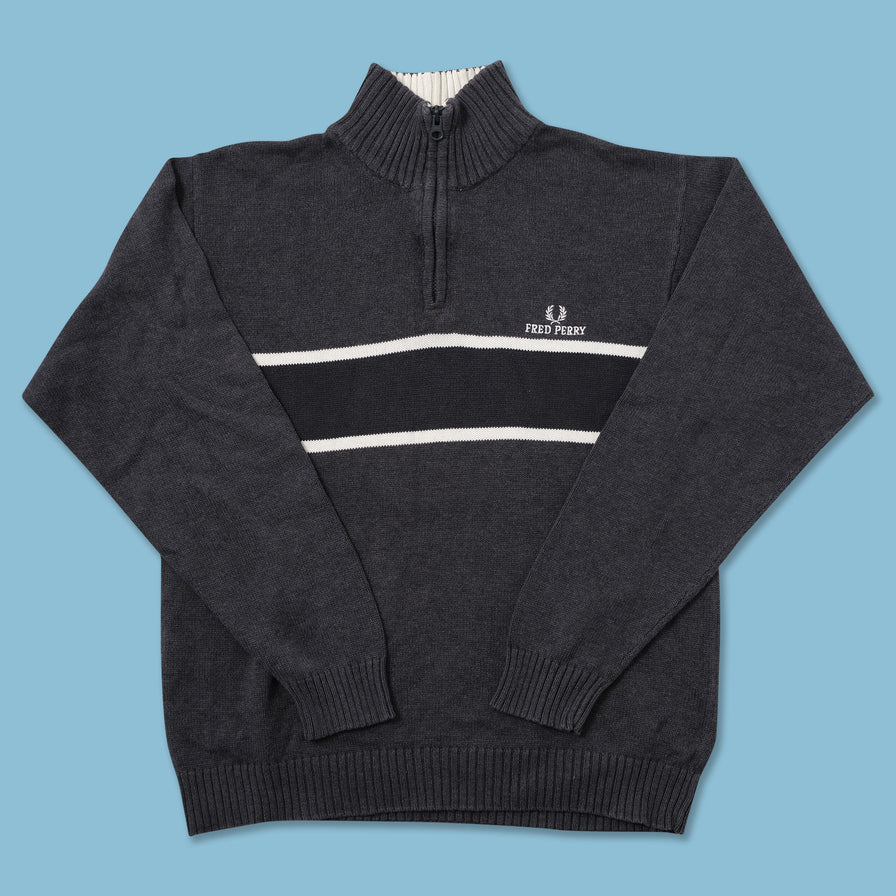 Vintage Fred Perry Cotton Q-Zip Sweater Small - Double Double Vintage