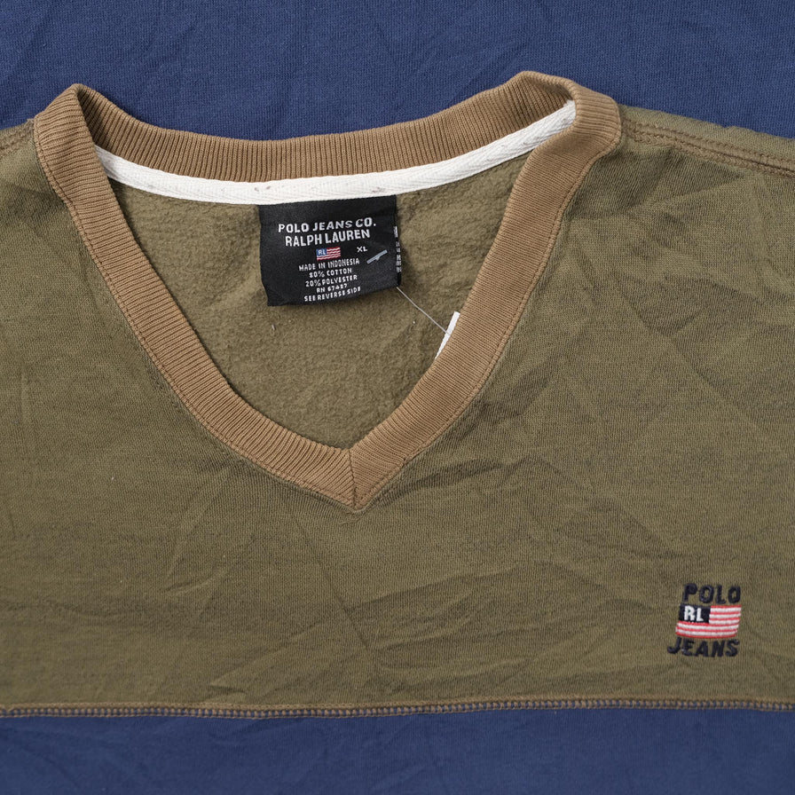 Vintage Polo Jeans V-Neck Sweater XLarge - Double Double Vintage