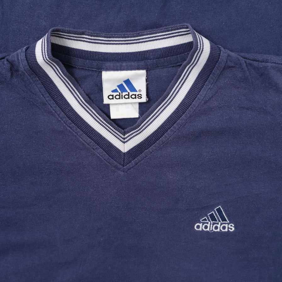 Vintage adidas V-Neck T-Shirt Large - Double Double Vintage