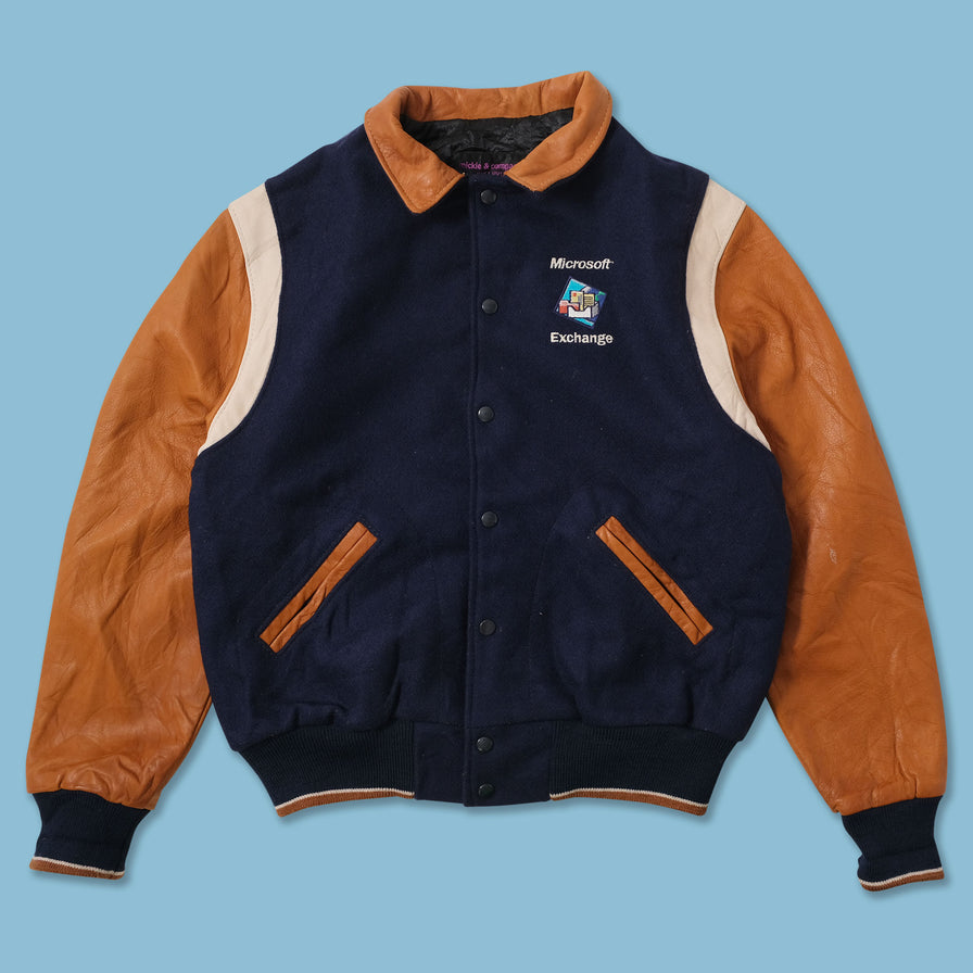 Vintage Microsoft Wool Leather Varsity Jacket Medium 