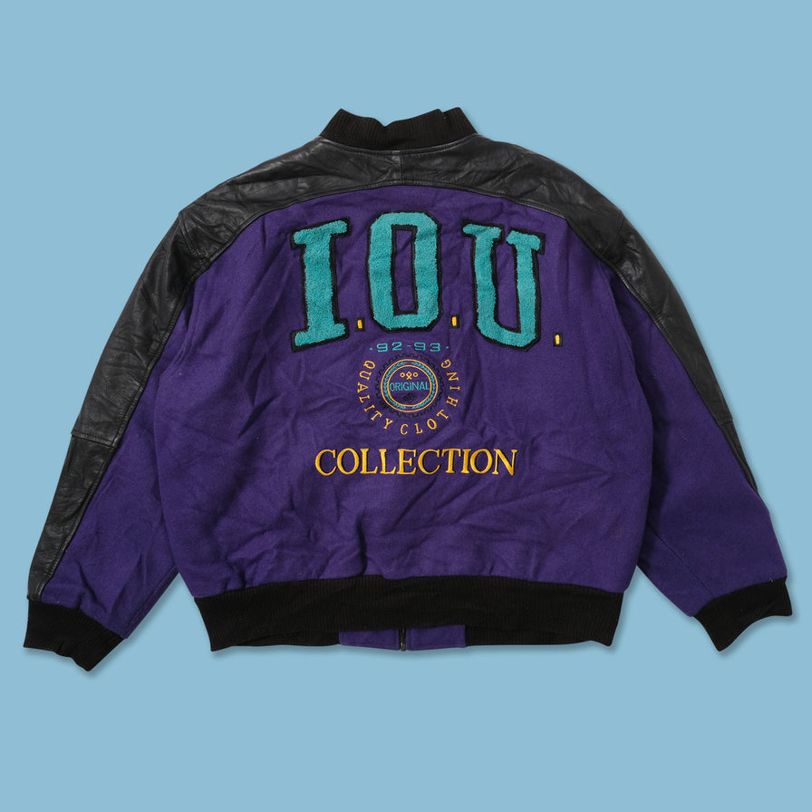 Vintage Wool Leather Bomber Jacket Large 