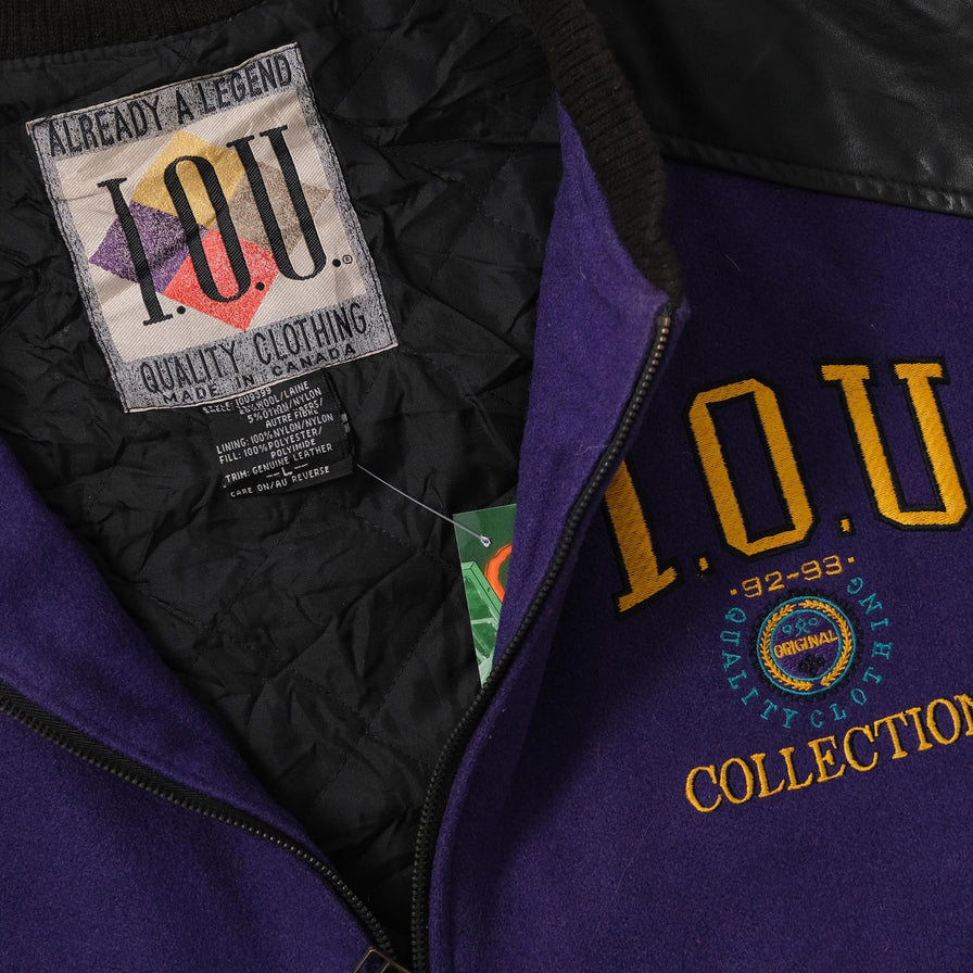 Vintage Wool Leather Bomber Jacket Large 