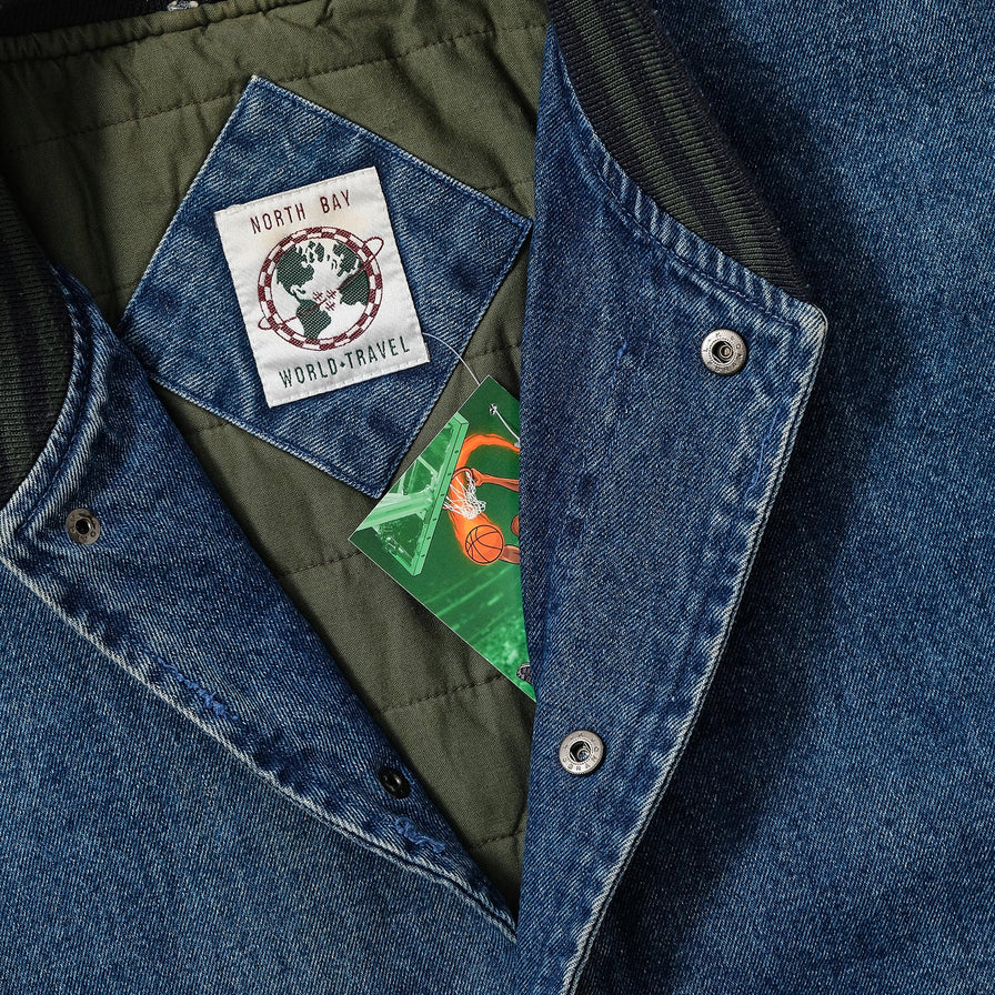 Vintage Denim Varsity Jacket XLarge 