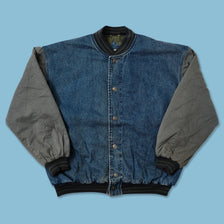 Vintage Denim Varsity Jacket XLarge 