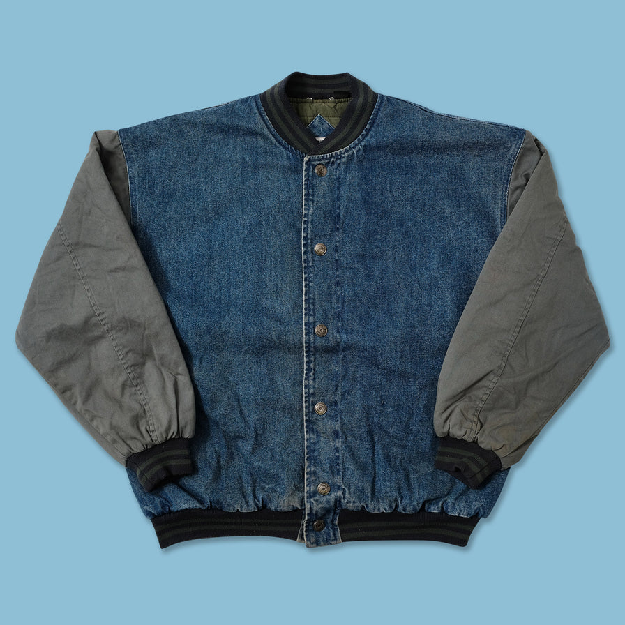 Vintage Denim Varsity Jacket XLarge 
