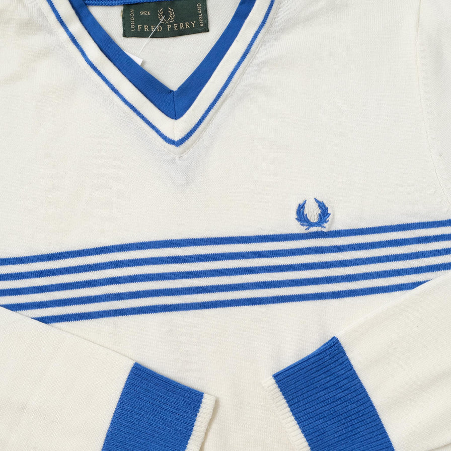 Vintage Fred Perry V-Neck Sweater Small 