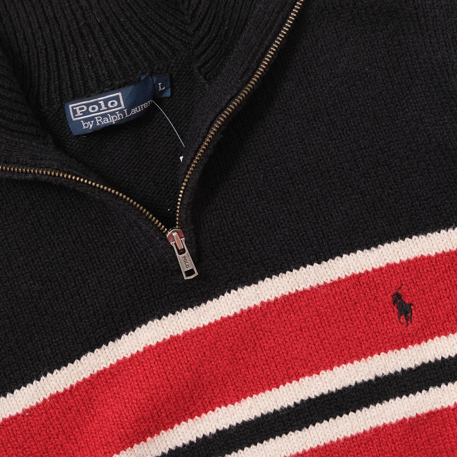 Vintage Polo Ralph Lauren Q-Zip Knit Sweater Medium 