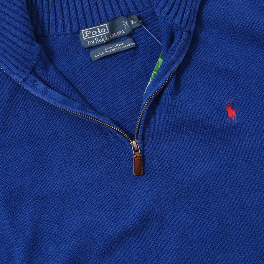 Vintage Polo Ralph Lauren Q-Zip Knit Sweater XLarge 