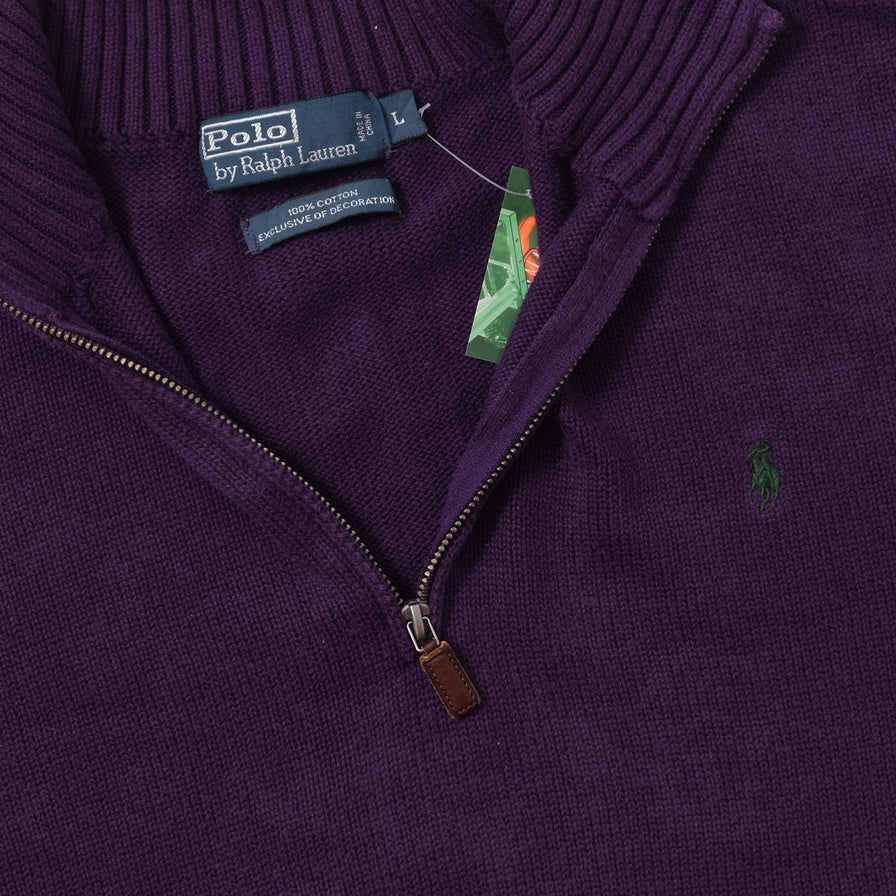Vintage Polo Ralph Lauren Q-Zip Knit Sweater Large 