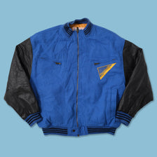 Vintage Reebok Leather Wool Bomber Jacket Medium 