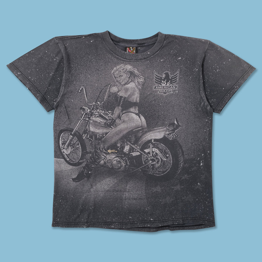 Vintage 3D Emblem American Biker T-Shirt Large 