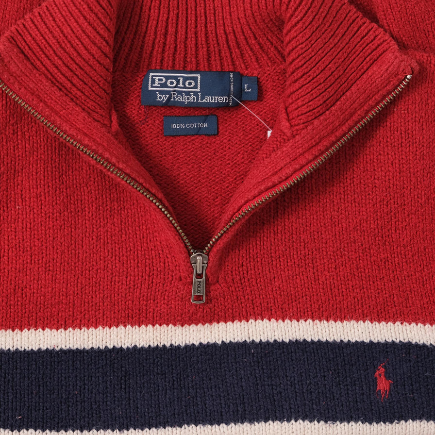 Vintage Polo Ralph Lauren Q-Zip Knit Sweater Medium 