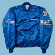 Vintage Starter Seattle Seahawks Satin Bomber Jacket Medium 