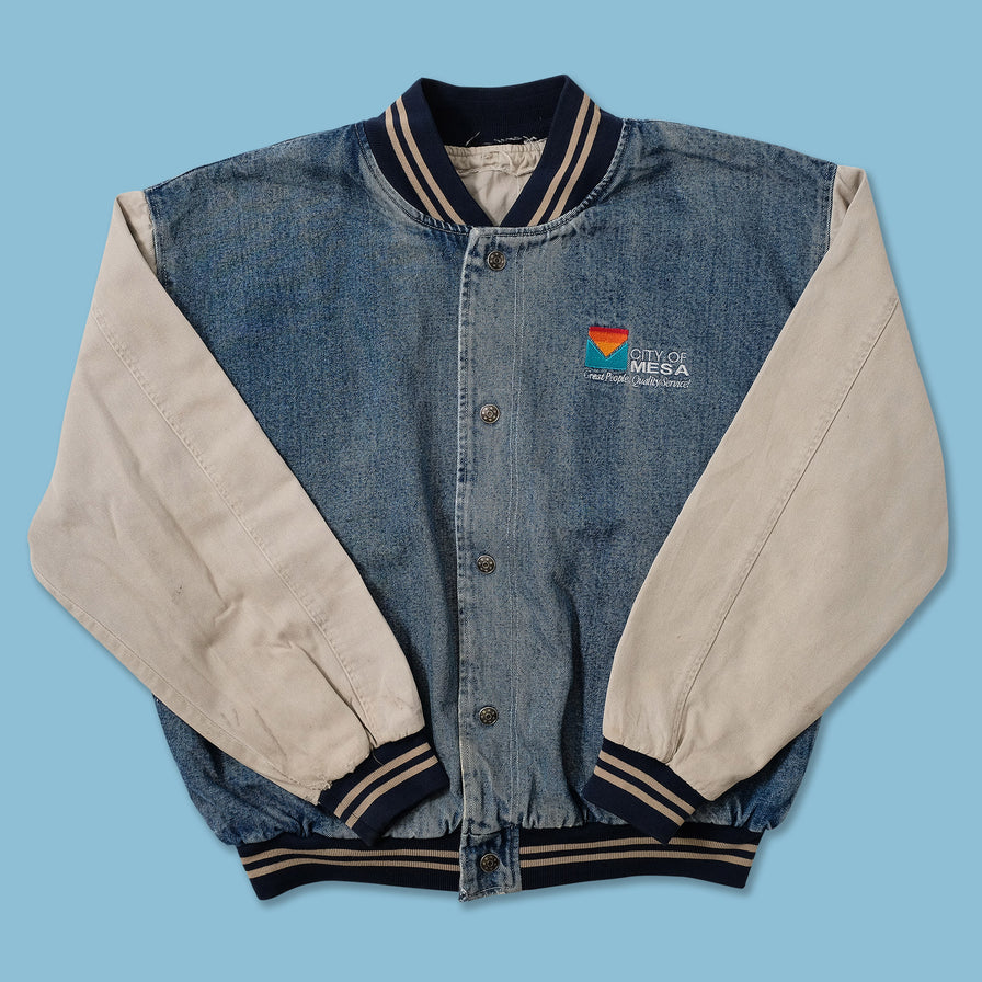 Vintage Denim Varsity Jacket XLarge 