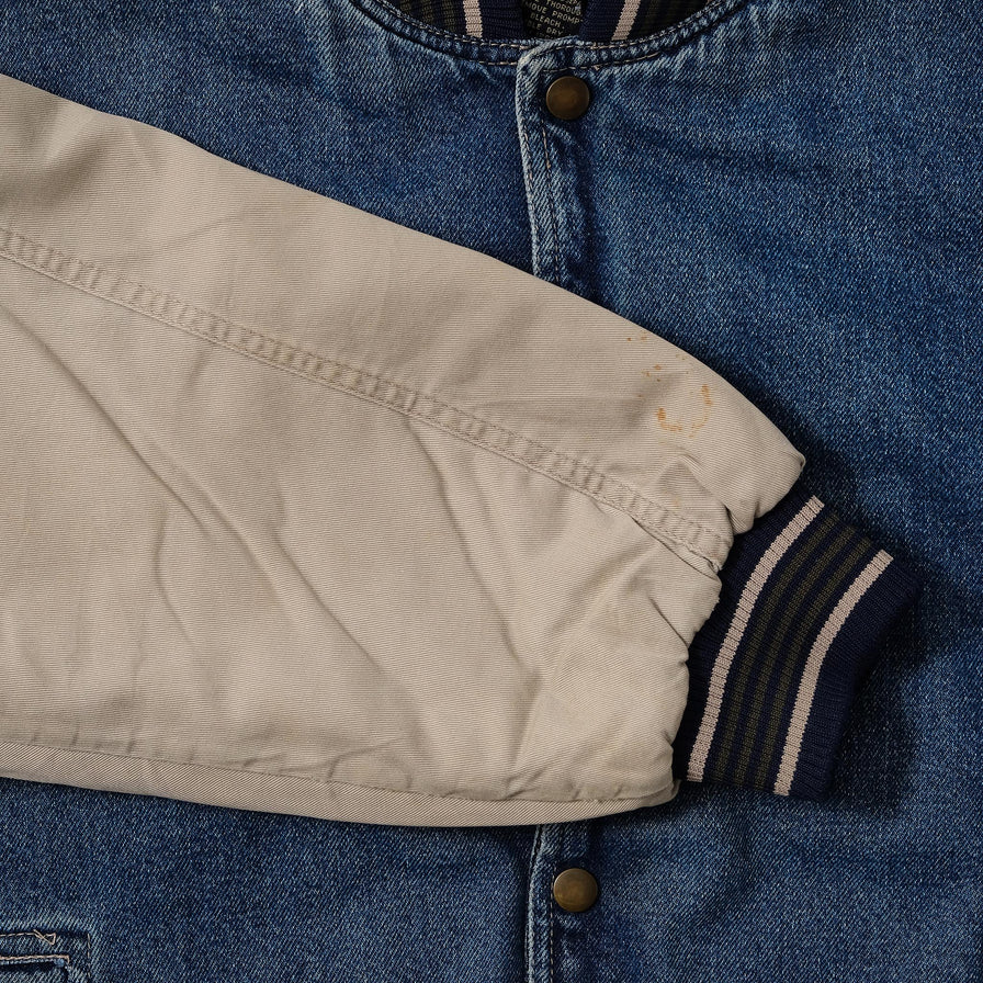 Vintage Denim Varsity Jacket Large 