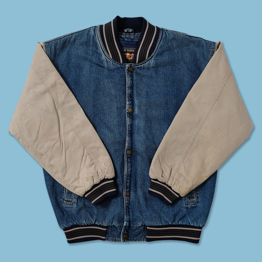 Vintage Denim Varsity Jacket Large 