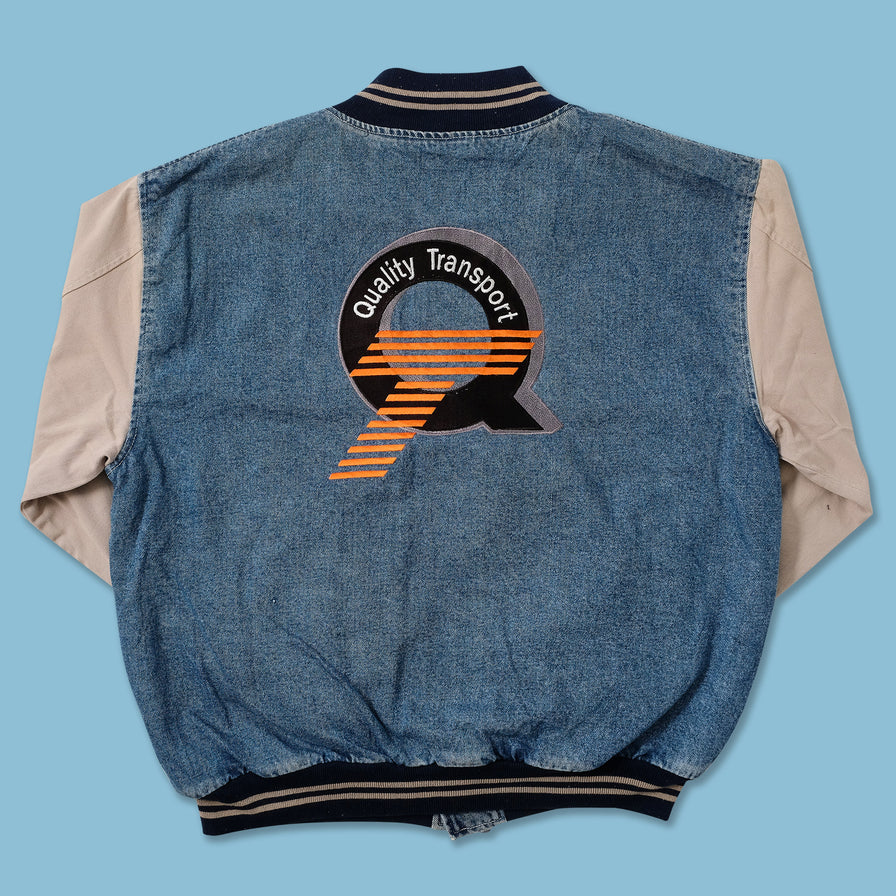 Vintage Denim Varsity Jacket XLarge 