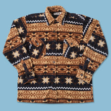 Vintage Patterned Fleece Shirt Medium 