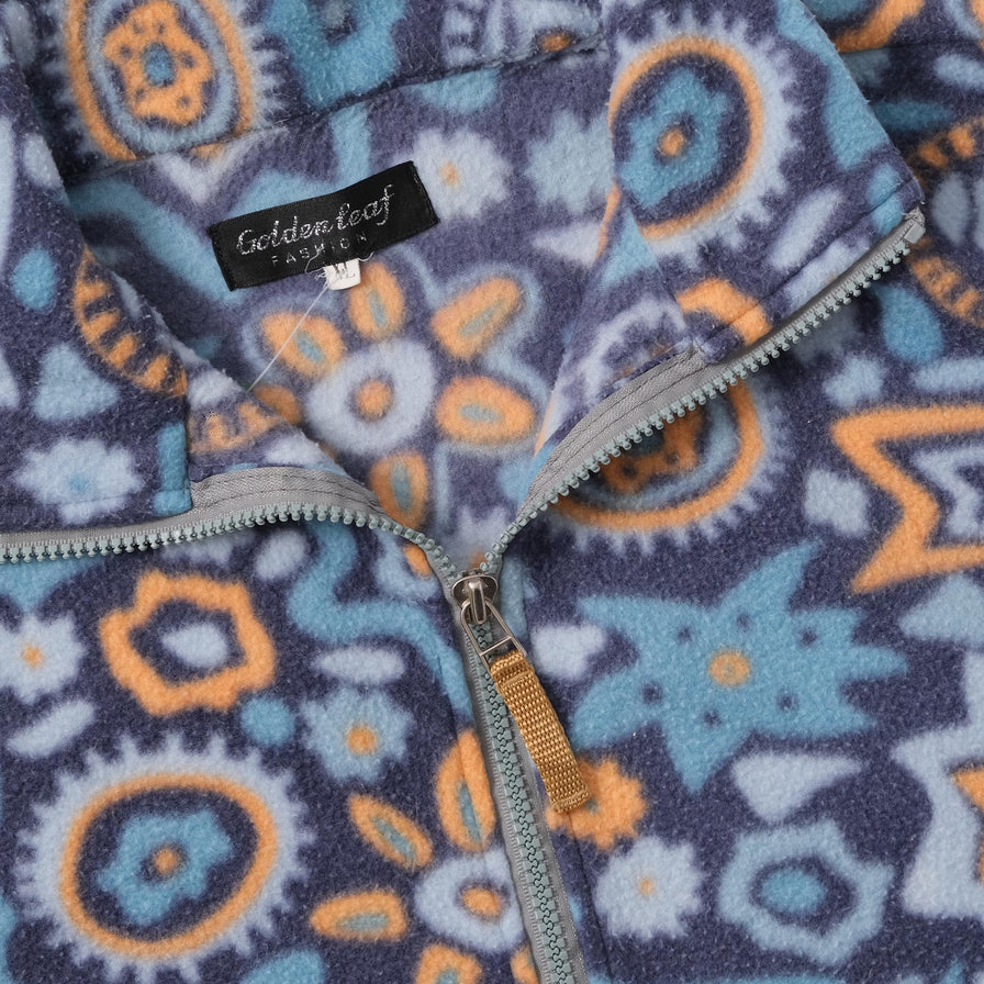Vintage Women's Patterned Fleece Jacket Large 