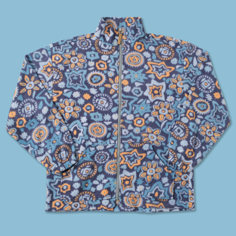 Vintage Women's Patterned Fleece Jacket Large 