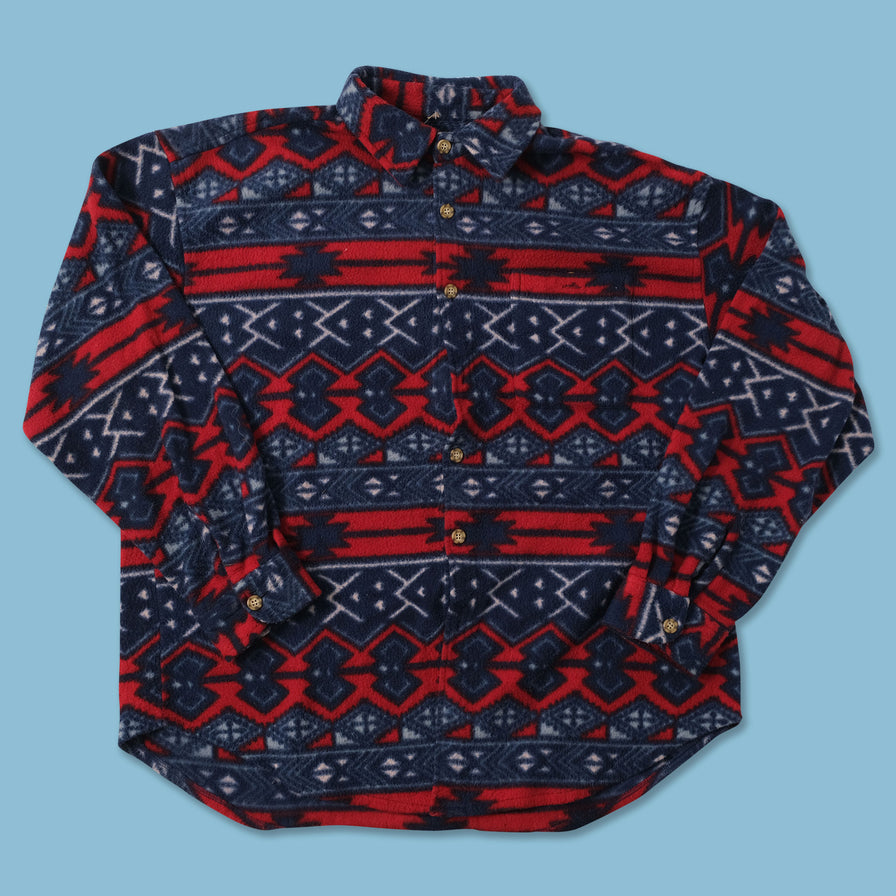 Vintage Patterned Fleece Shirt XLarge 