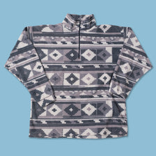 Vintage Patterned Q-Zip Fleece Large 