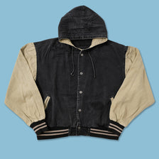 Vintage Denim Varsity Jacket Large 
