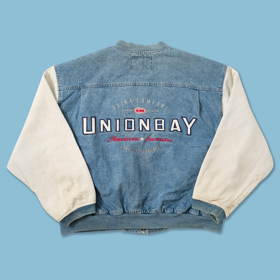 Vintage Denim Varsity Jacket Large 
