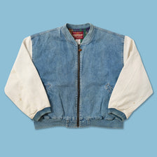 Vintage Denim Varsity Jacket Large 