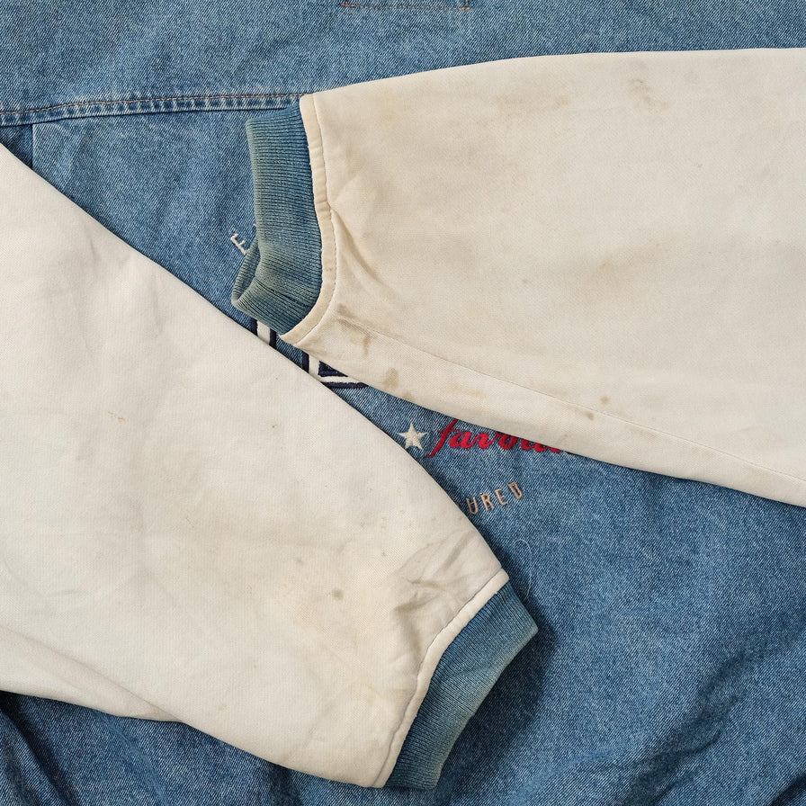 Vintage Denim Varsity Jacket Large 