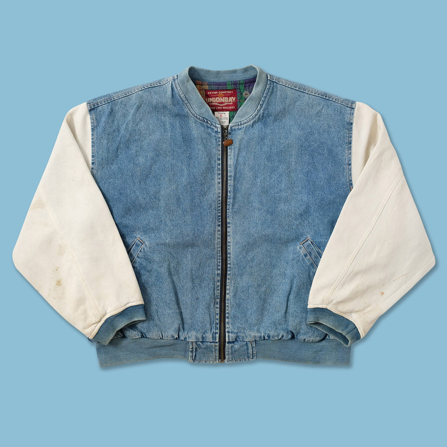 Vintage Denim Varsity Jacket Large 