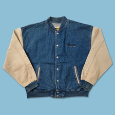 Vintage Denim Varsity Jacket Large 
