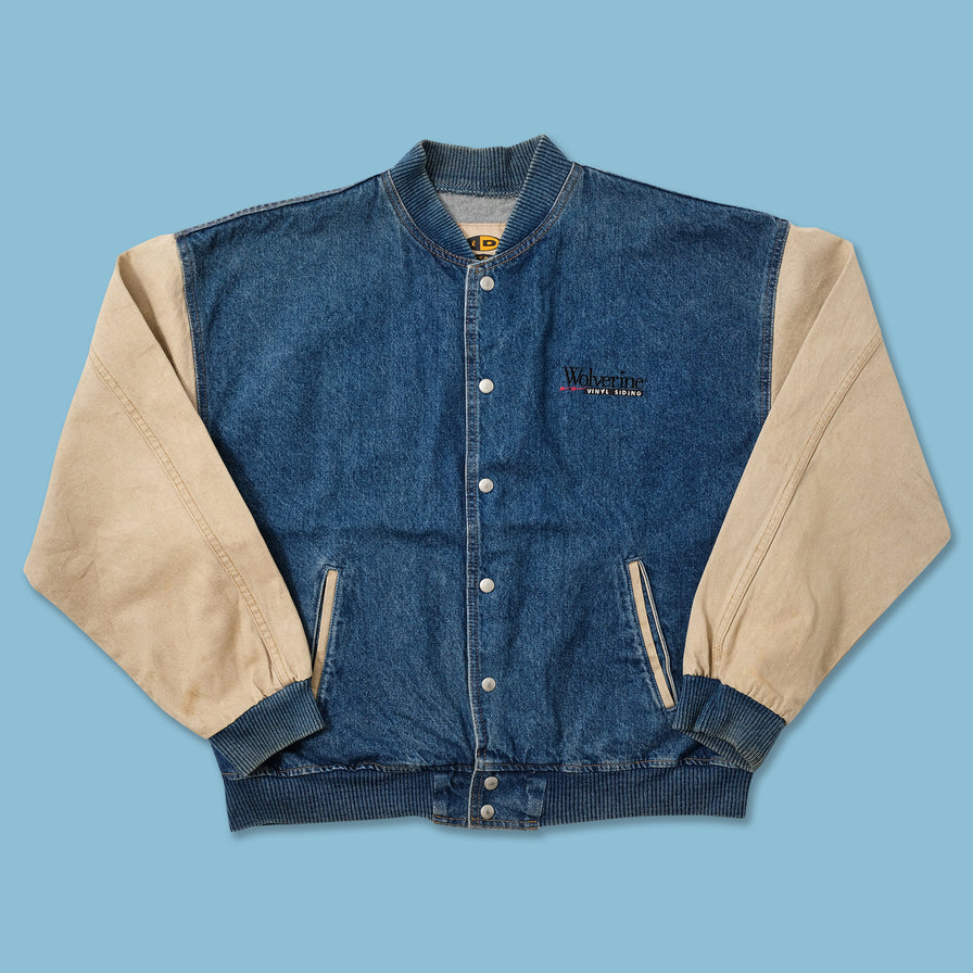 Vintage Denim Varsity Jacket Large 
