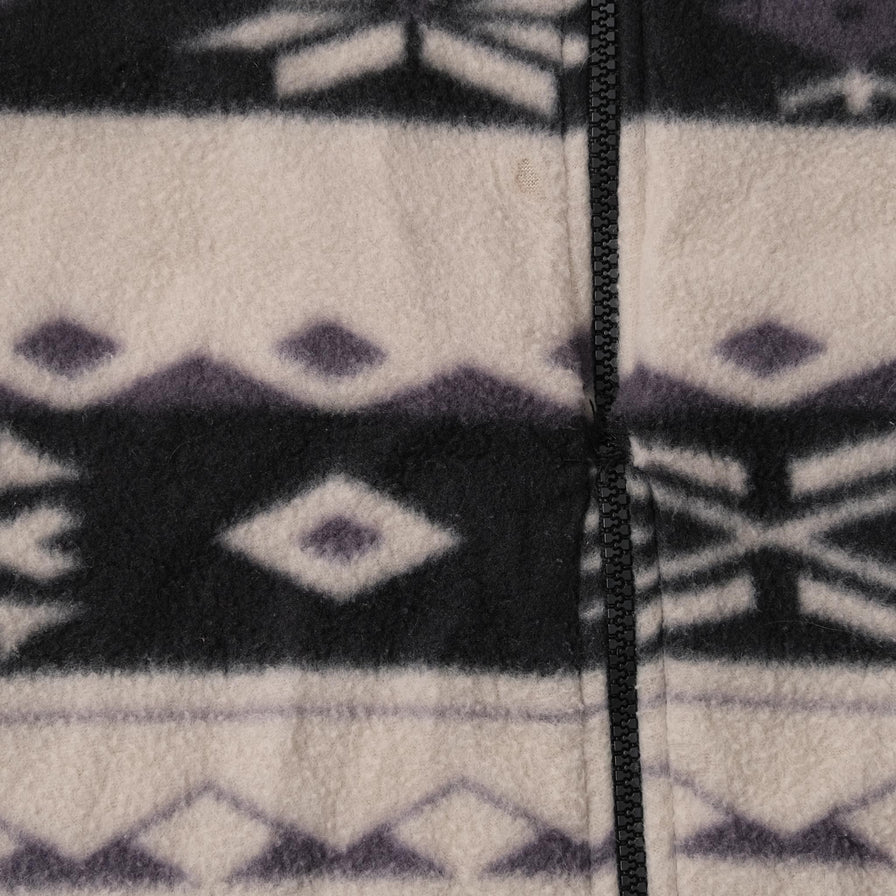 Vintage Patterned Fleece Jacket Large 