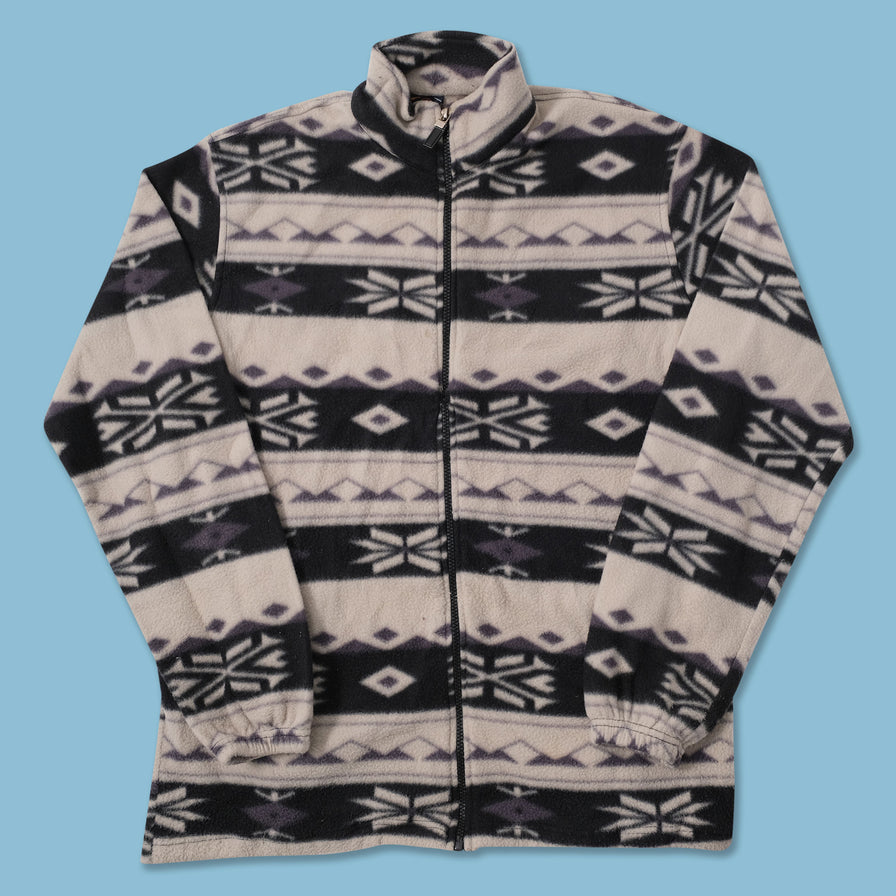 Vintage Patterned Fleece Jacket Large 