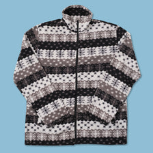 Vintage Patterned Fleece Jacket Large 