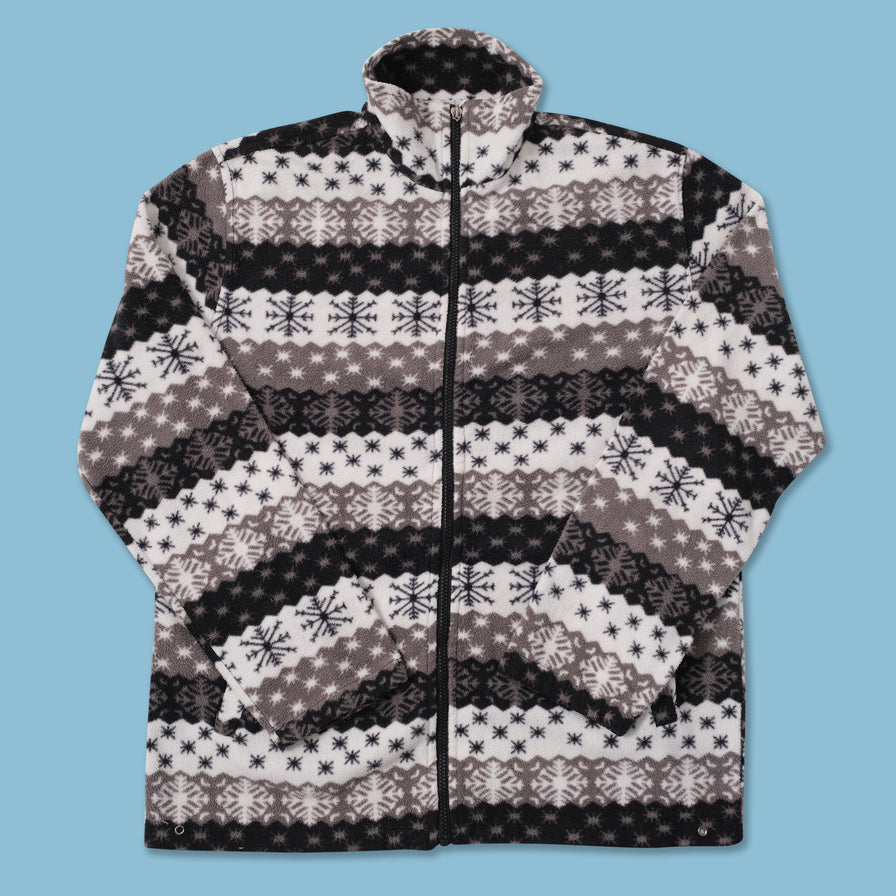 Vintage Patterned Fleece Jacket Large 