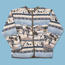 Vintage Patterned Fleece Jacket Large 