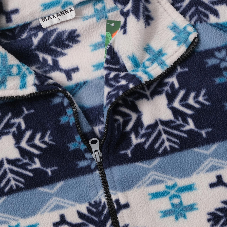 Vintage Patterned Fleece Jacket Large 