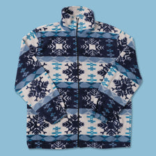 Vintage Patterned Fleece Jacket Large 